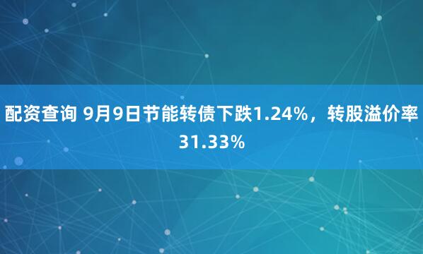 配资查询 9月9日节能转债下跌1.24%，转股溢价率31.33%